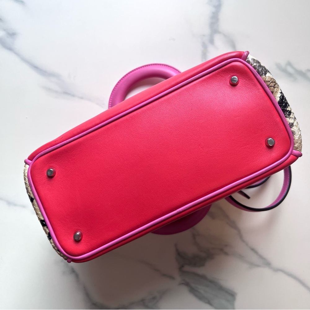 Maximalist Dior Small Pink/Red Calfskin and Python Diorissimo Tote Bag - Picture 10 of 16